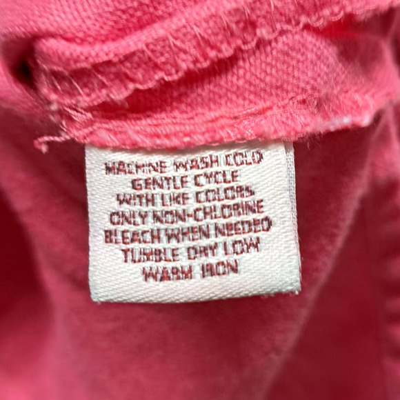 JM Collection Pink Linen Button Up Flap Pocket V-Neck Blouse 120 - Picture 6 of 6